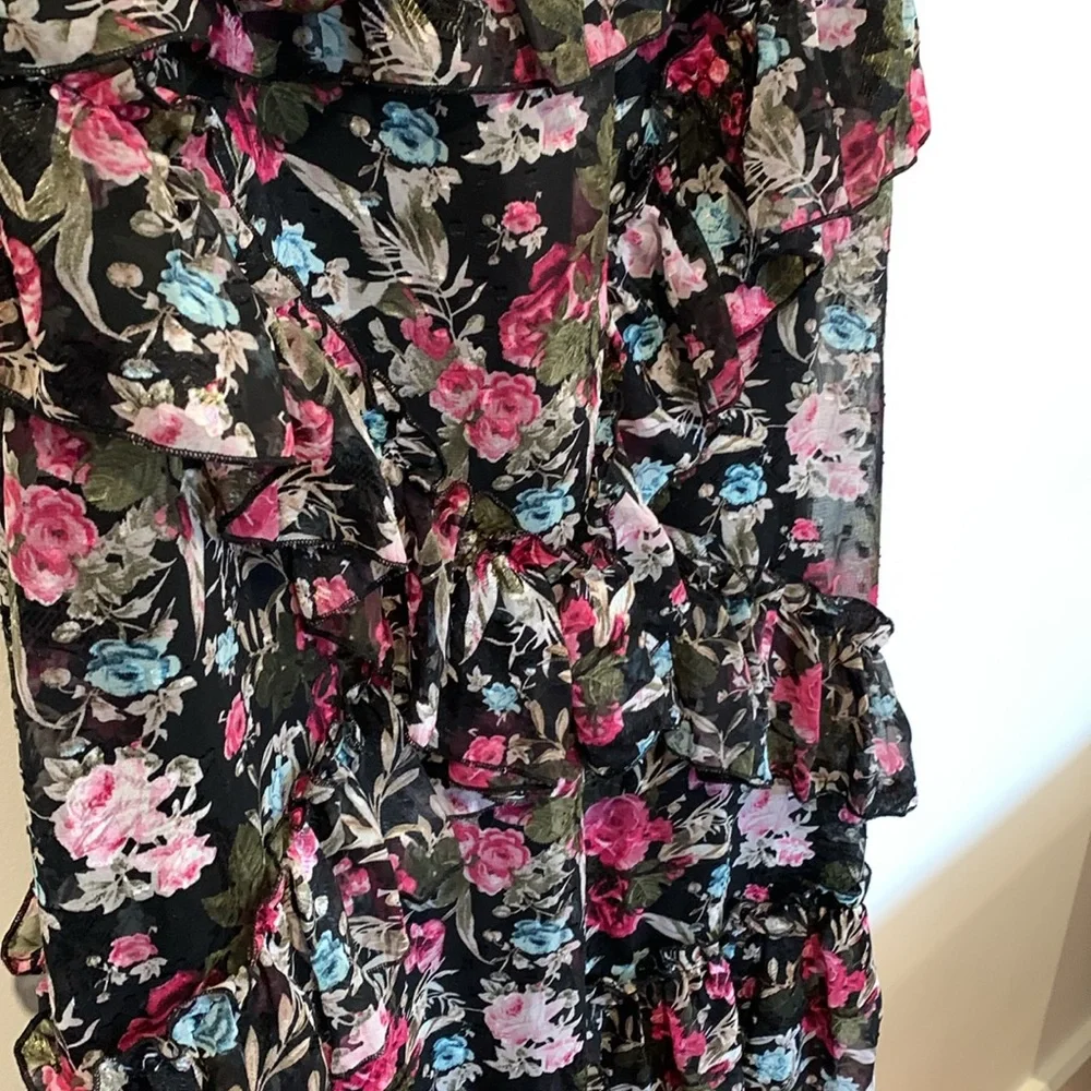 ACOA Black Floral Dress with Ruffles and Layers - Size XL - Picture 11 of 15